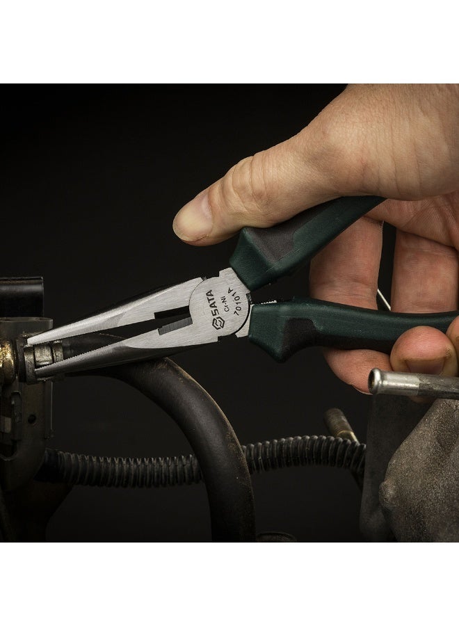 Sata 6"Long Needle-Nose Side Cutting Pliers with Nickel-Chrome Steel Body and Green Anti-Slip Handles, ST70101AST  - Image 4