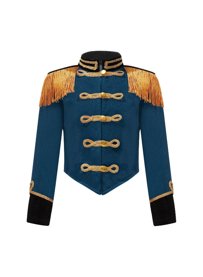 Kids Girls Boys Drum Major Costume Marching Band Uniform Ringleader Drummer Halloween Cosplay Performance Prince Costume 