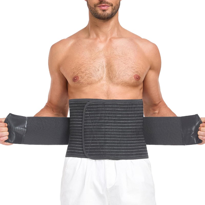 DOREIPA Abdominal Binder for Men and Women Post Surgery Postpartum Recovery Hernia Support Belt Waist Trainer for Men Adjustable Compression Wrap BlackM - Image 3