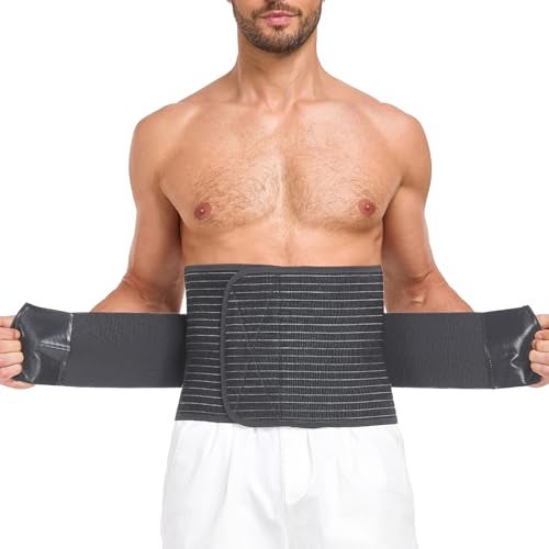 DOREIPA Abdominal Binder for Men and Women Post Surgery Postpartum Recovery Hernia Support Belt Waist Trainer for Men Adjustable Compression Wrap BlackM - Image 2