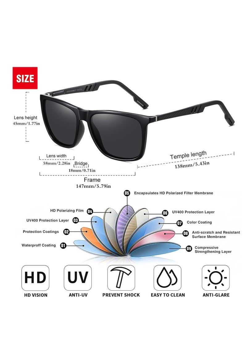 SYOSI Polarized Sunglasses Mens Womens Lightweight Square Frame UV400 for Driving Fishing Travel Sports Sun glasses - Image 3