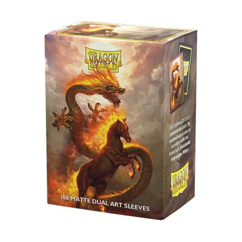 Arcane Tinmen Dragon Shield | Matte Dual Art Sleeves | Fire Horse | 100 CT - Smooth & Tough Premium TCG Sleeves | Compatible with Pokemon, Flesh & Blood, One Piece & Magic The Gathering - Image 1