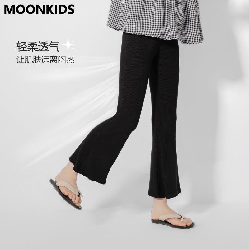 Girls' Summer Bottoming Cropped Pants 2025 Cuhk Children'S Summer Thin Micro Horn Pants - Image 1