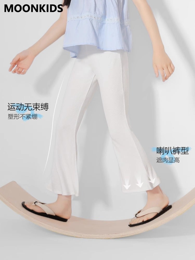 Girls' Summer Bottoming Cropped Pants 2025 Cuhk Children'S Summer Thin Micro Horn Pants - Image 5