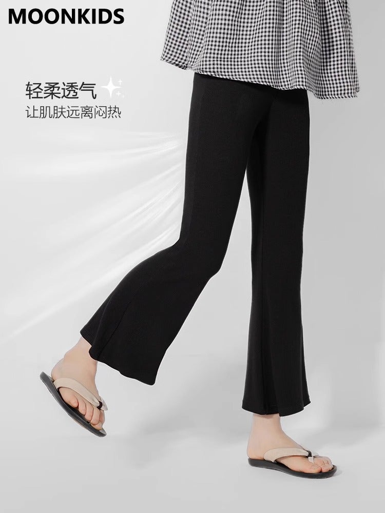 Girls' Summer Bottoming Cropped Pants 2025 Cuhk Children'S Summer Thin Micro Horn Pants - Image 4