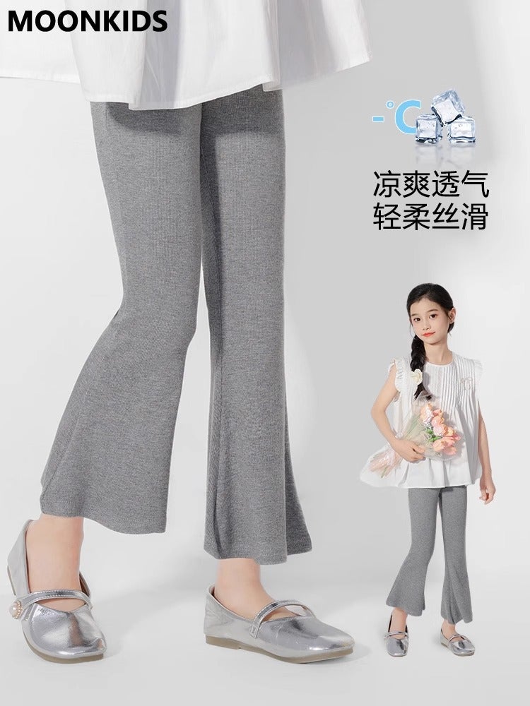 Girls' Summer Bottoming Cropped Pants 2025 Cuhk Children'S Summer Thin Micro Horn Pants - Image 3