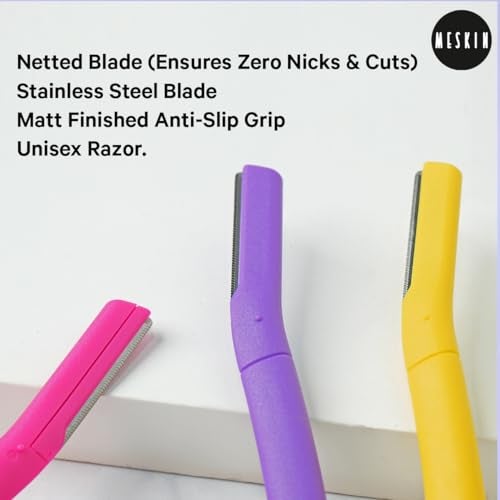 MESKIN Vibrant Facial Hair Removing Razor Professional Hair Remover Best For Eyebrow Upperlips Trimming & Shaving Nick Free Blade for Smooth Shave (Pack of 3) - Image 2