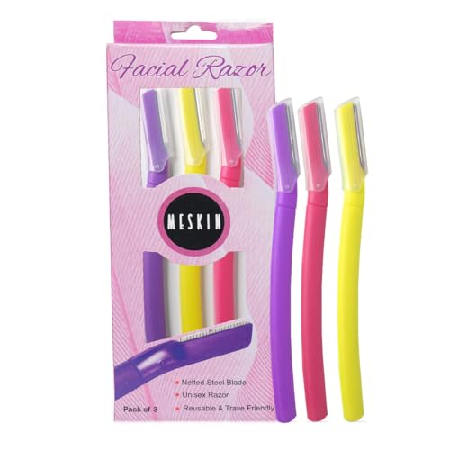 MESKIN Vibrant Facial Hair Removing Razor Professional Hair Remover Best For Eyebrow Upperlips Trimming & Shaving Nick Free Blade for Smooth Shave (Pack of 3) - Image 1