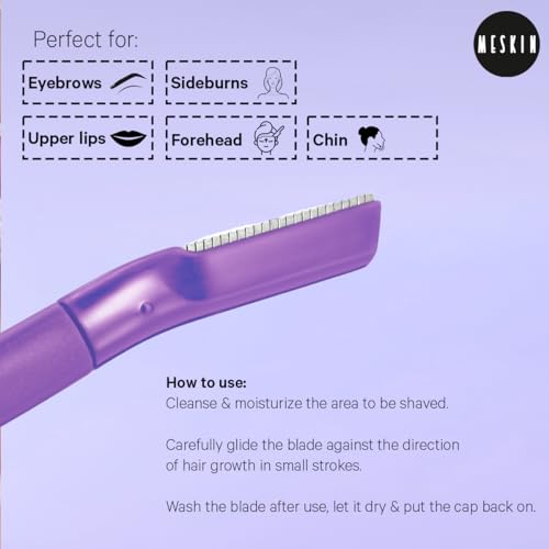 MESKIN Vibrant Facial Hair Removing Razor Professional Hair Remover Best For Eyebrow Upperlips Trimming & Shaving Nick Free Blade for Smooth Shave (Pack of 3) - Image 4
