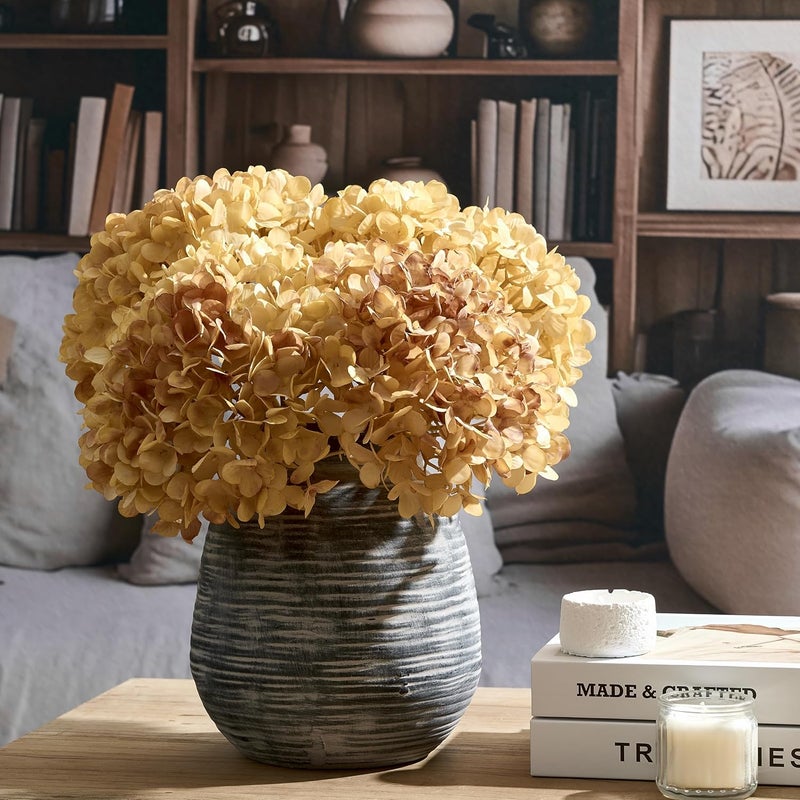 SIDUCAL Ceramic Rustic Farmhouse Flower Vase, Pottery Decorative Flower Vase for Home Decor, Table, Living Room Decoration, Shelf Decor, Mantel, 7.3 Inch, Black - Image 2
