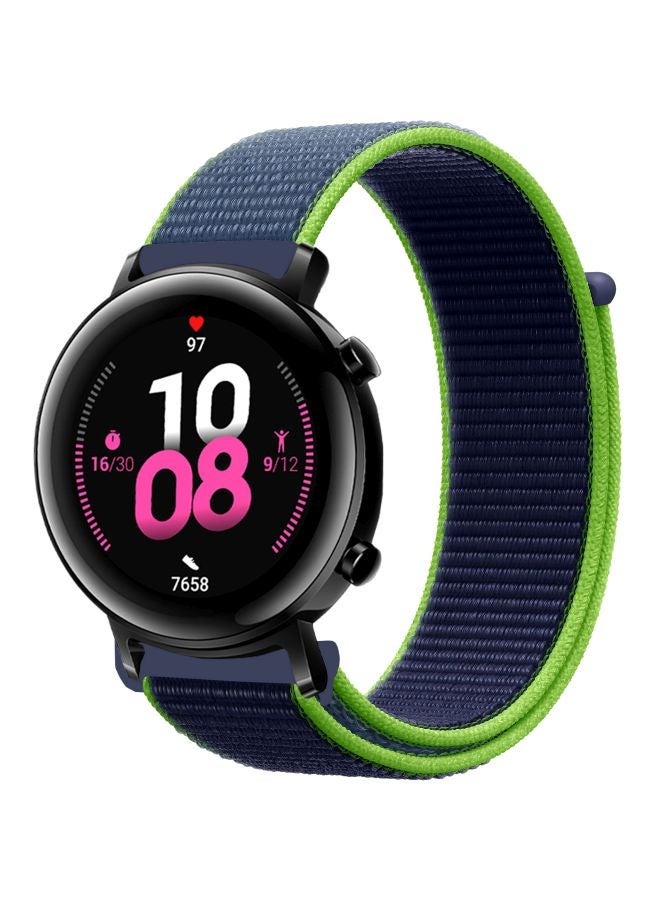 إسكدنيا Replacement Band For Huawei Watch GT 2 42mm Blue/Neon Lime Green - Image 1