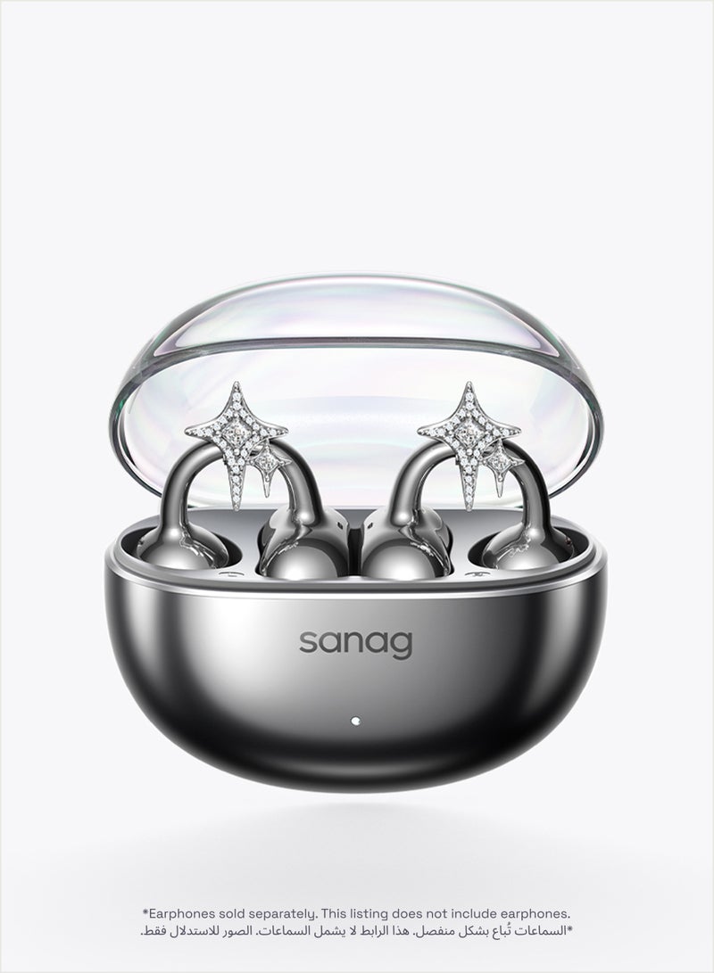 ساناج إكسسوار قرط من SANAG x VUVE لسماعات S6S Nova المفتوحة، حلية مجوهرات من سبيكة النحاس المطلية بلون فضي مرصعة بأحجار الزركون، زينة قابلة للارتداء (السماعات غير مرفقة) - أثر النجوم - Image 4