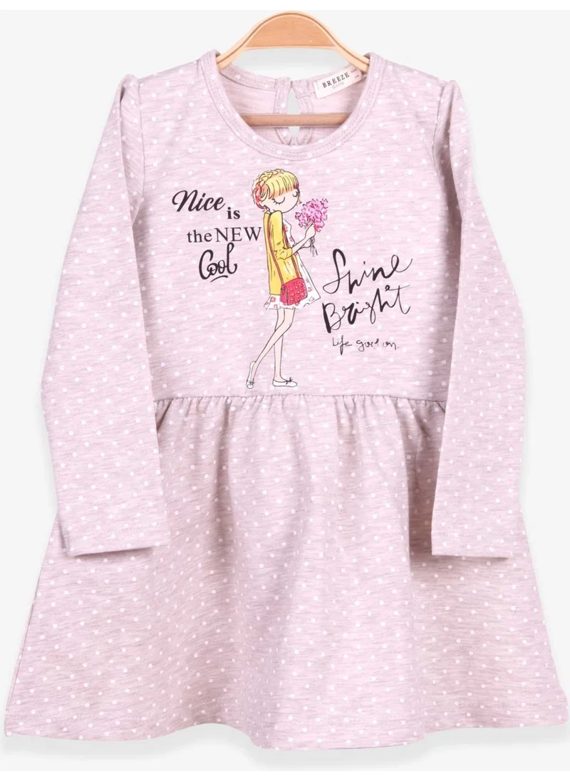 بريز Girls Long Sleeve Dress Polka Dot Patterned Beige Melange (3-7 Years)