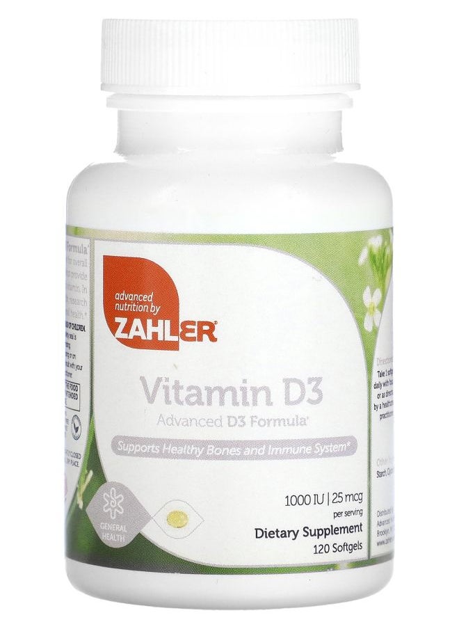 Zahler Vitamin D3 Advanced D3 Formula 25 mcg (1000 IU) 120 Softgels 