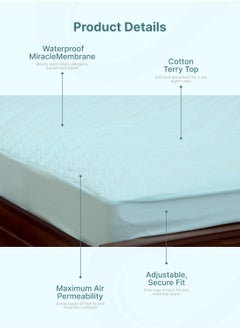 American Linen Fitted Style Waterproof Mattress Protector 200X200 Blue  - Image 3