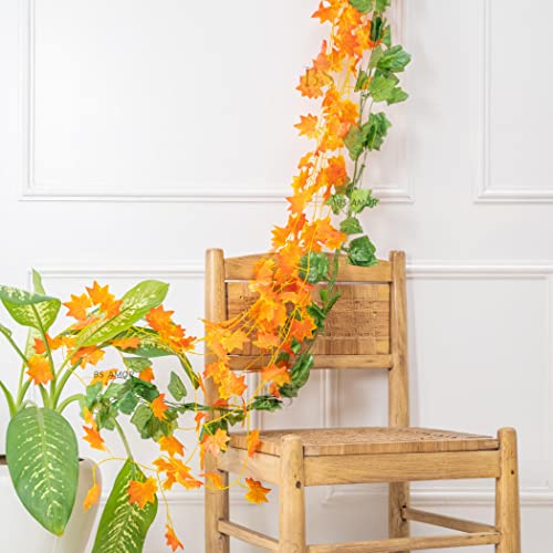 BS AMOR Artificial Creeper 3 Strings(2 Green + 1 Orange) | Wall Hanging | Speacial Ocassion Decoration | Home Decor | for Wedding | Party | Office | Festival Decorative | Length 6 Feet (3 Strings) - Image 1