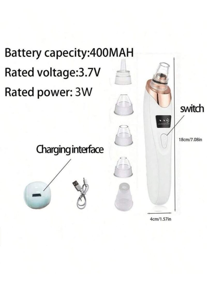 جهاز شفط الرؤوس السوداء ومنظف مسام الوجه - 5 رؤوس شفط، 3 مستويات قوة، قابل لإعادة الشحن - Image 5