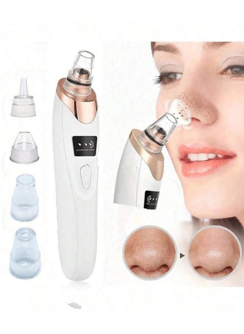 جهاز شفط الرؤوس السوداء ومنظف مسام الوجه - 5 رؤوس شفط، 3 مستويات قوة، قابل لإعادة الشحن - Image 1