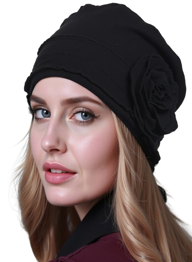 osvyo Chemo Headwear Turban Cap for Women - Cancer Beanie Hair Loss Sealed Packaging BLACK - Image 1