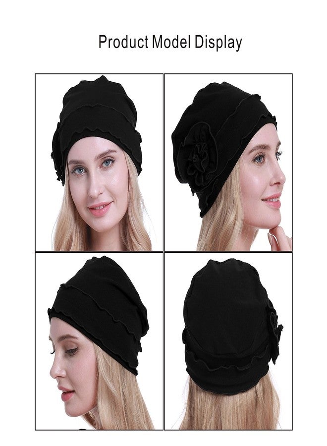 osvyo Chemo Headwear Turban Cap for Women - Cancer Beanie Hair Loss Sealed Packaging BLACK - Image 2
