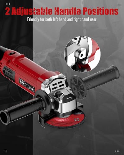 AVID POWER Angle Grinder 4-1/2 Inch 8.0 Amp 1000W Electric Grinder Tool 7-Variable-Speed Metal Grinder, 11,500 RPM, Paddle Switch with Lock-on Button, Cutting & Grinding Wheels and Side Handle - Red - Image 5