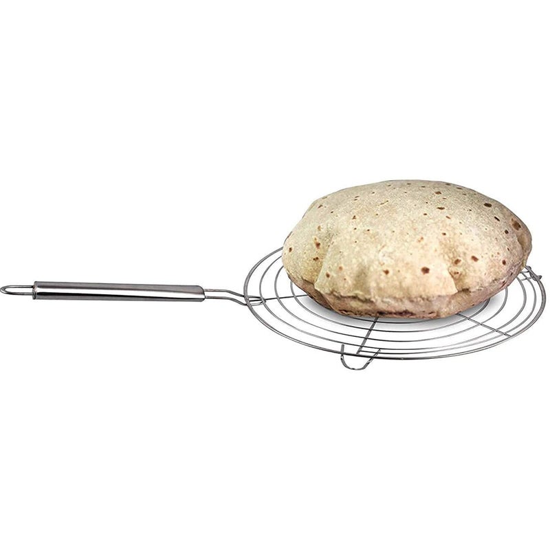 IDEAL PRIME IDEAL PRIME Rust Proof Stainless Steel Round Roti Jali Roaster Papad Jali and Cooking Turner Combo Set Steel Grill Jali Tandoor Grill Chimta Roti Turner Kitchen Tools Pack of 2  - Image 4