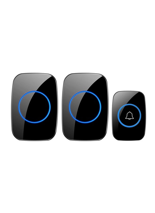 DUKASOU Intelligent Wireless Doorbell for Home, Hotel, Office, Apartment Black 1 transmitter, 2 receivers, Waterproof Doorbell with LED Flash  - Image 1