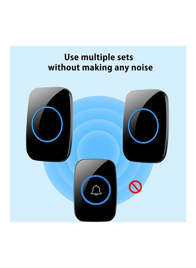 DUKASOU Intelligent Wireless Doorbell for Home, Hotel, Office, Apartment Black 1 transmitter, 2 receivers, Waterproof Doorbell with LED Flash  - Image 4