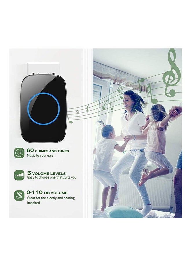 DUKASOU Intelligent Wireless Doorbell for Home, Hotel, Office, Apartment Black 1 transmitter, 2 receivers, Waterproof Doorbell with LED Flash  - Image 5