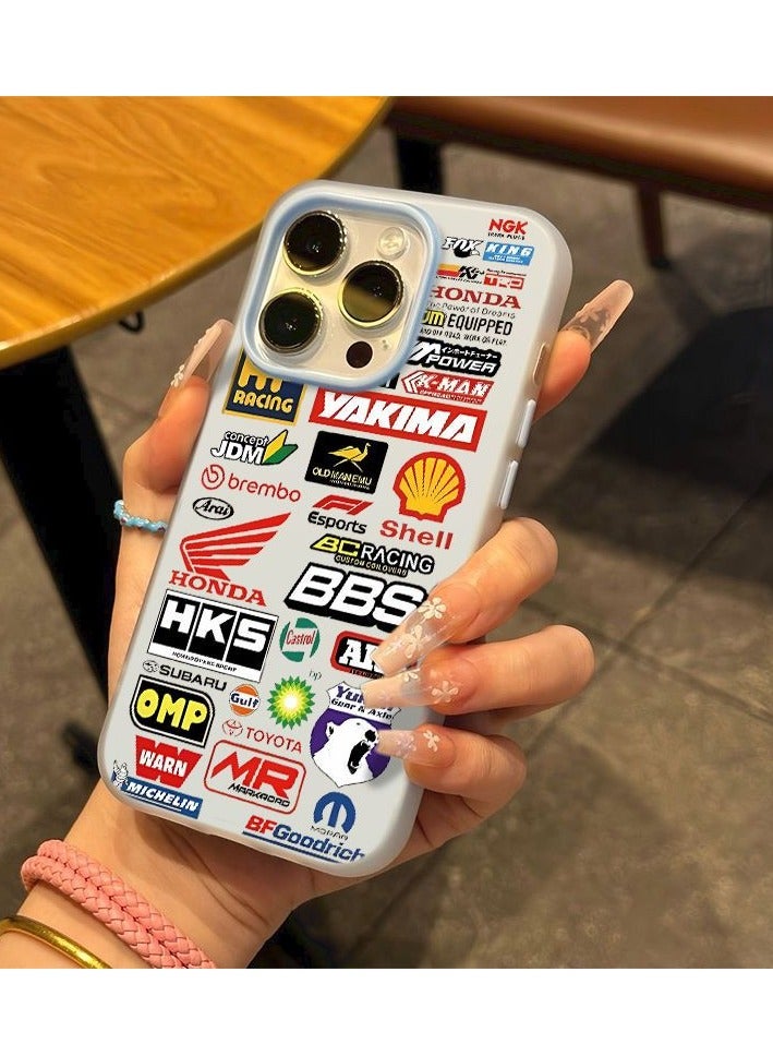 NIBEMINENT Full Screen Car Logos Protective TPU Case Cover For iPhone 15 Pro Max, Blue