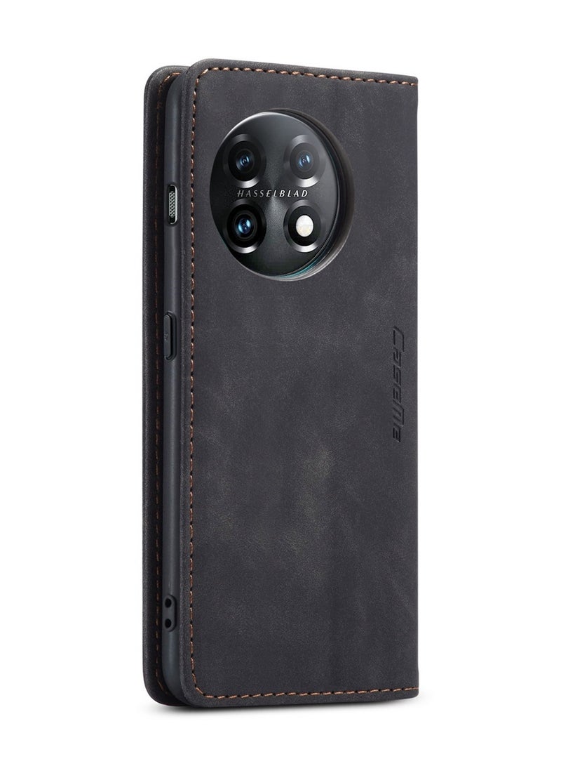 CaseMe Oneplus 11 Case Wallet, for Oneplus 11 Wallet Case Book Folding Flip Folio Case with Magnetic Kickstand Card Slots Protective Cover - Black - Image 3