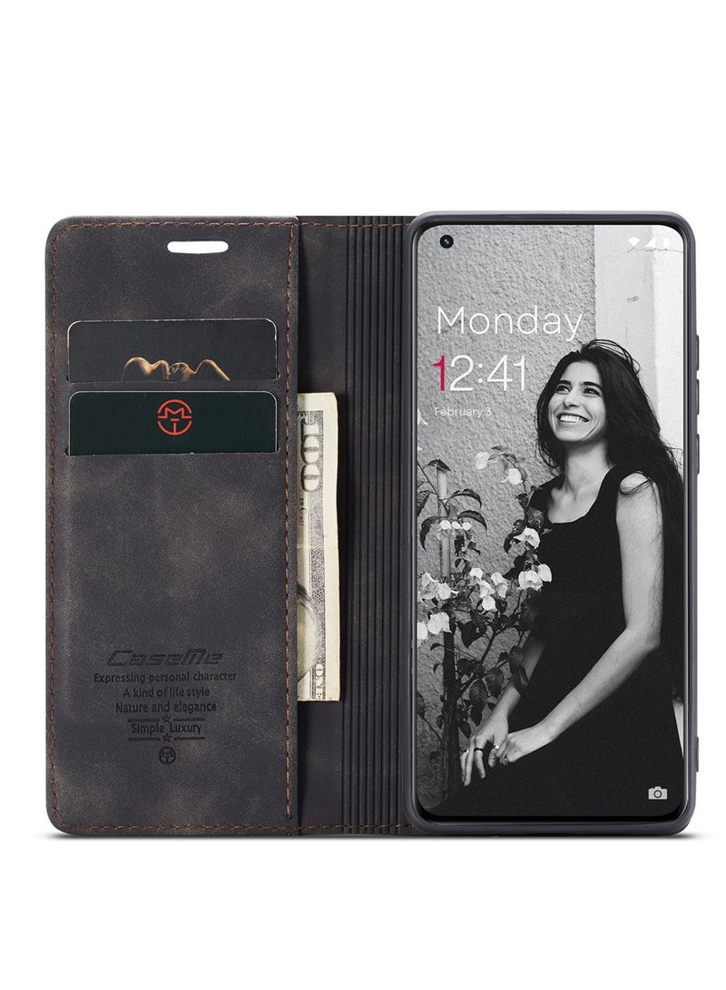 CaseMe Oneplus 11 Case Wallet, for Oneplus 11 Wallet Case Book Folding Flip Folio Case with Magnetic Kickstand Card Slots Protective Cover - Black - Image 4