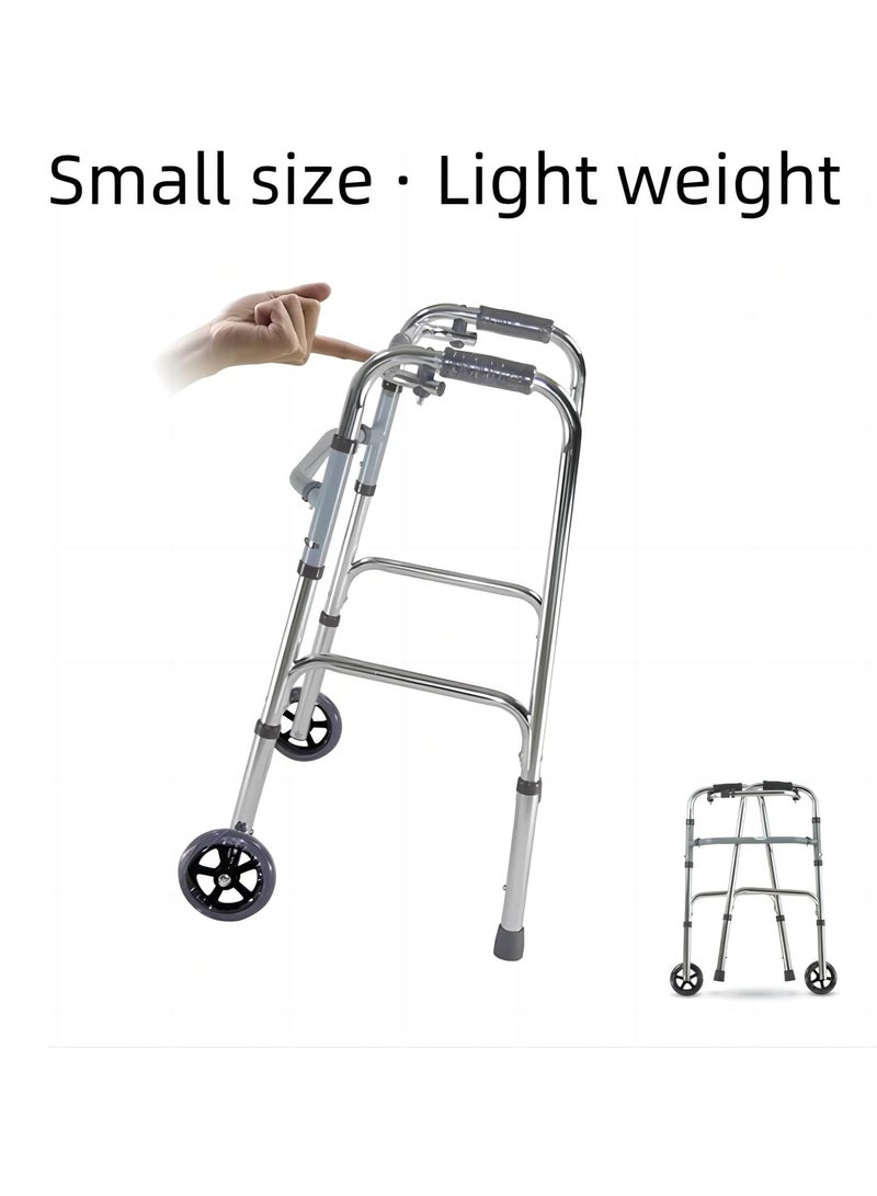 Height Adjustable Walker with Wheels | Foldable Walker for Elderly, Seniors, Disabled & Adults | Portable Walking Frame for Indoor & Outdoor Use | Weight Capacity - 120 Kgs (BM-026) - Image 3