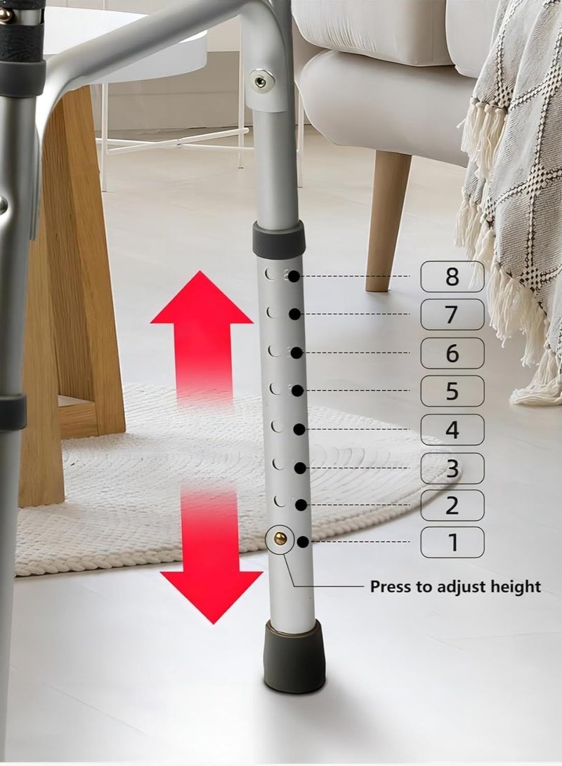 Height Adjustable Walker with Wheels | Foldable Walker for Elderly, Seniors, Disabled & Adults | Portable Walking Frame for Indoor & Outdoor Use | Weight Capacity - 120 Kgs (BM-026) - Image 4