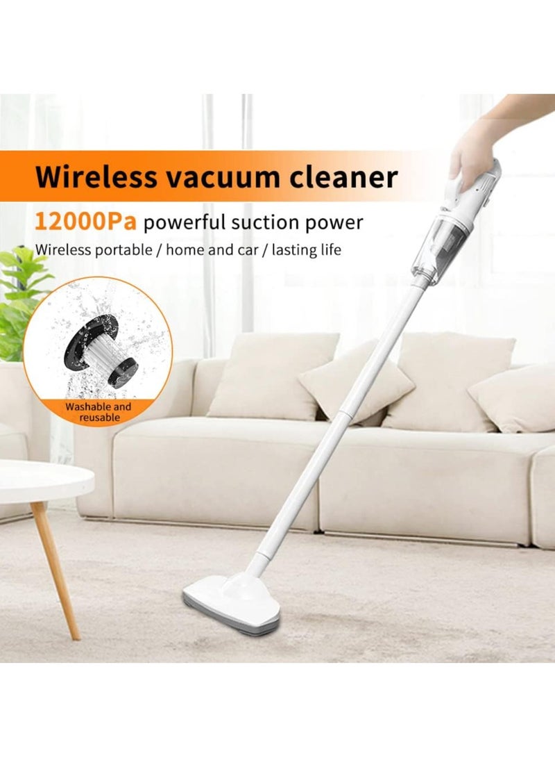 فاكيوم بال مكنسة كهربائية محمولة، شفط قوي 12000 باسكال، مكنسة كهربائية لاسلكية، دافعة يدوية مزدوجة الأغراض لشعر الحيوانات الأليفة والسجاد والأرضيات - اضغط لفترة طويلة على زر التشغيل لمدة 2-3 ثوانٍ للتشغيل - Image 1