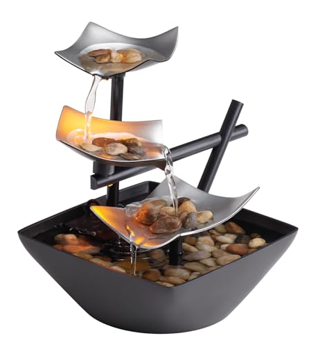 Homedics Tabletop Water Fountain, Home Décor Soothing Sound Machine - Automatic Pump, Deep Basin & Natural River Rocks. Indoor Zen Relaxation for Office, Living Room, or Bedroom, 8.25” Tall - Image 1