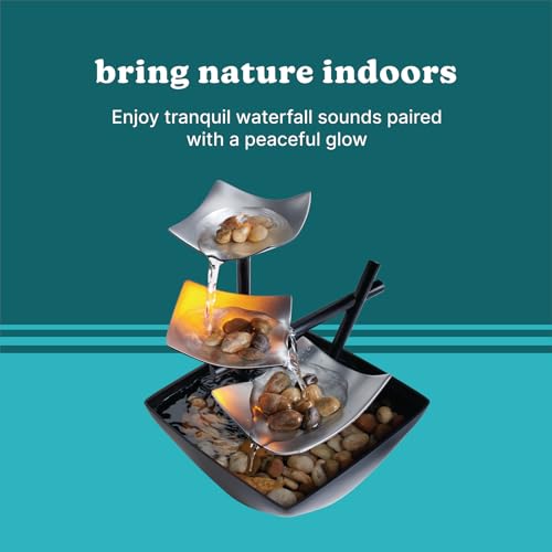 Homedics Tabletop Water Fountain, Home Décor Soothing Sound Machine - Automatic Pump, Deep Basin & Natural River Rocks. Indoor Zen Relaxation for Office, Living Room, or Bedroom, 8.25” Tall - Image 5