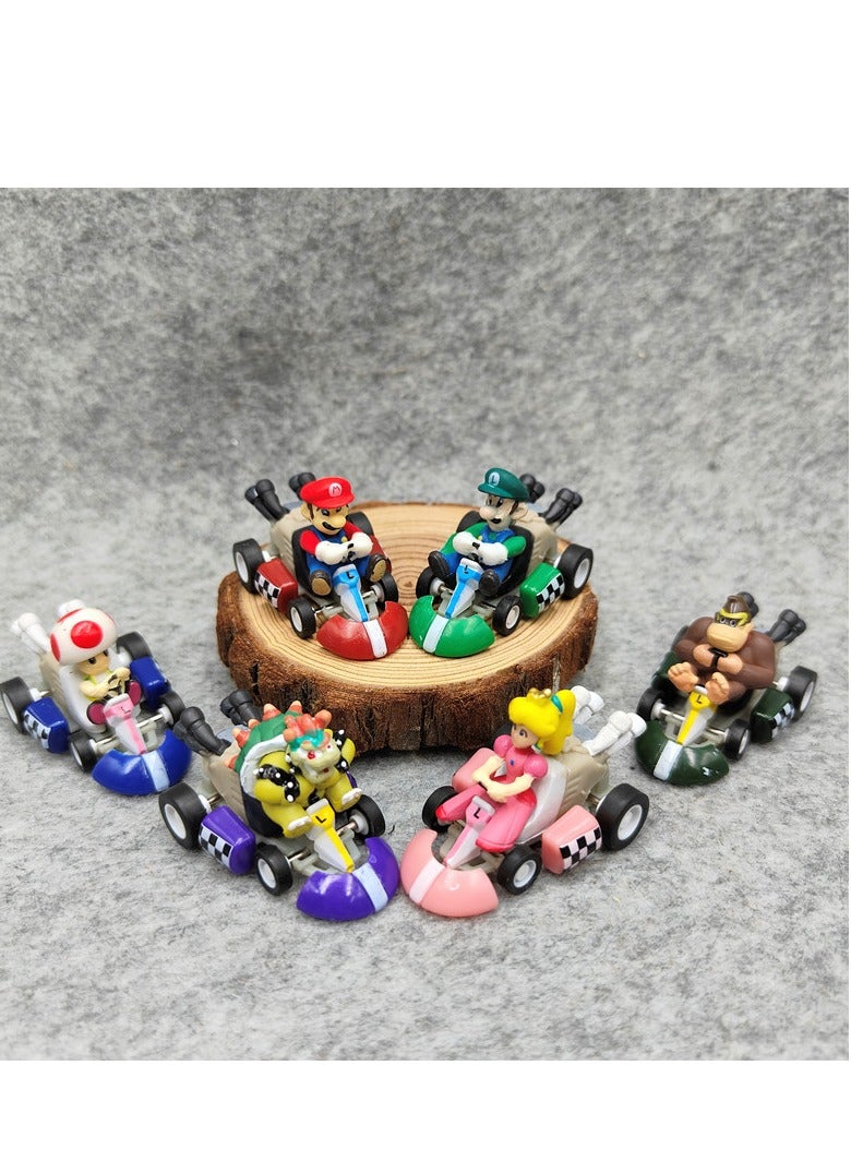 6 Styles Super Mario Figurines  Super Mario Bros Character Collectibles  Pull Back 4WD Car Toys Figurines - Image 2