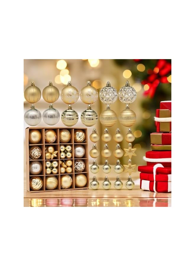 The Bros كرات شجرة عيد الميلاد زينة كرات عيد الميلاد المتدلية كرات لامعة بلاستيكية زينة شجرة عيد الميلاد كرات باندنت شجرة عيد الميلاد كرات فوم كرات عيد الميلاد للاحتفال بعيد الميلاد (ذهبي) - Image 4