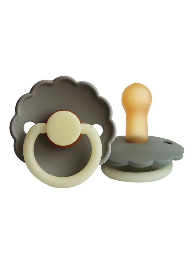 FRIGG Daisy Night Latex Baby Pacifier, 6-18 Months, Pack of 1, Size 2 - Portobello Night