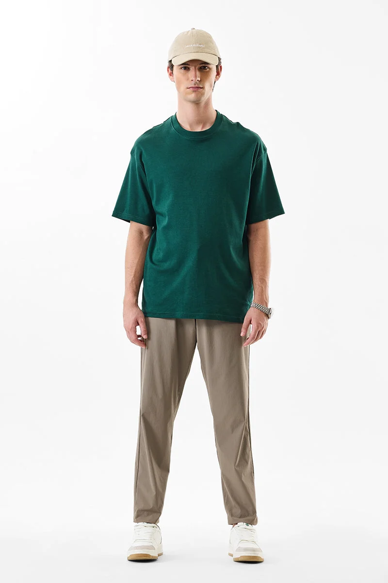 سنيتش Beige Solid Regular Fit Casual Trousers