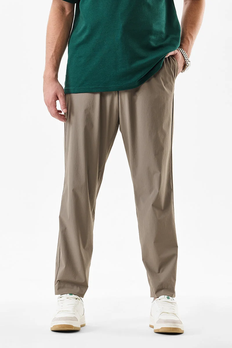 سنيتش Beige Solid Regular Fit Casual Trousers