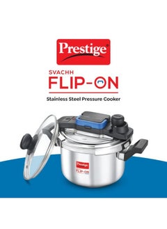 Prestige 5 Liter Svachh FLIP-ON Mini Stainless Steel Pressure Cooker With Glass Lid| Innovative Lock Lid With Spillage Control|Gas & Induction Compatible|5 years Warranty  - Image 3