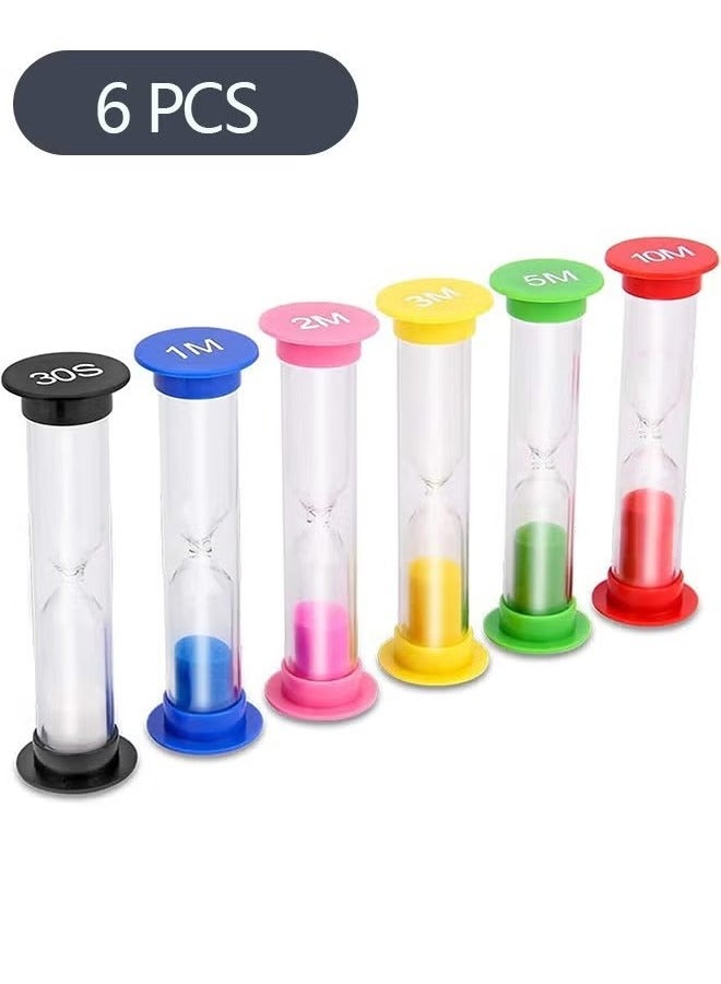 6-Piece Sand Timer, Colorful Hourglass Timer 30sec / 1min / 2mins / 3mins / 5mins / 10mins Sand Clock Timers for Brushing Children's Teeth Cooking Game School Office  - Image 1