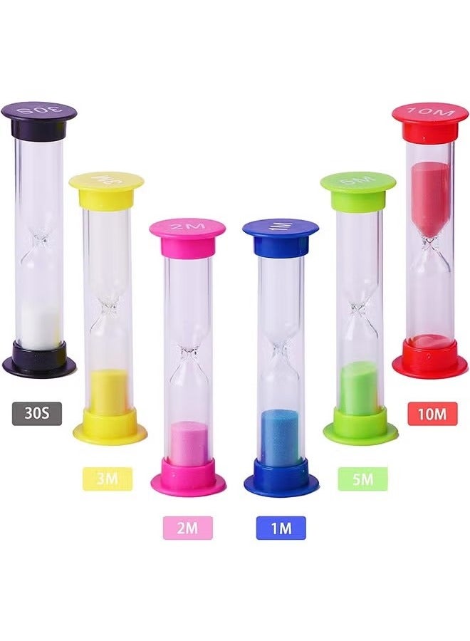 6-Piece Sand Timer, Colorful Hourglass Timer 30sec / 1min / 2mins / 3mins / 5mins / 10mins Sand Clock Timers for Brushing Children's Teeth Cooking Game School Office  - Image 3