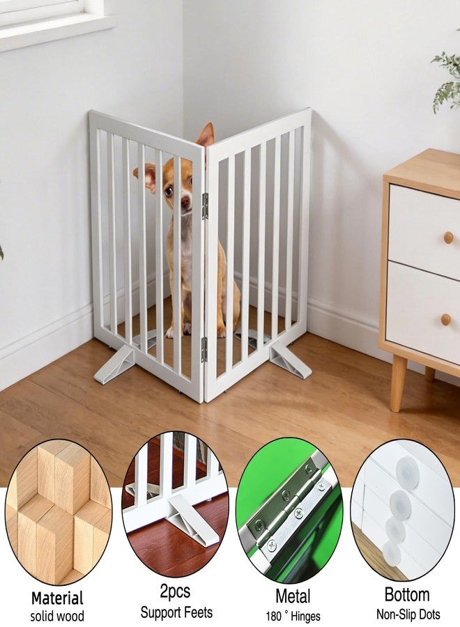 ZJSF Freestanding Indoor Dog Gate for House Foldable Wood White Puppy Gate for Doorways Pet Gate for Stairs Extra Wide Pet Fence 32" Height 2 Panels - Image 5