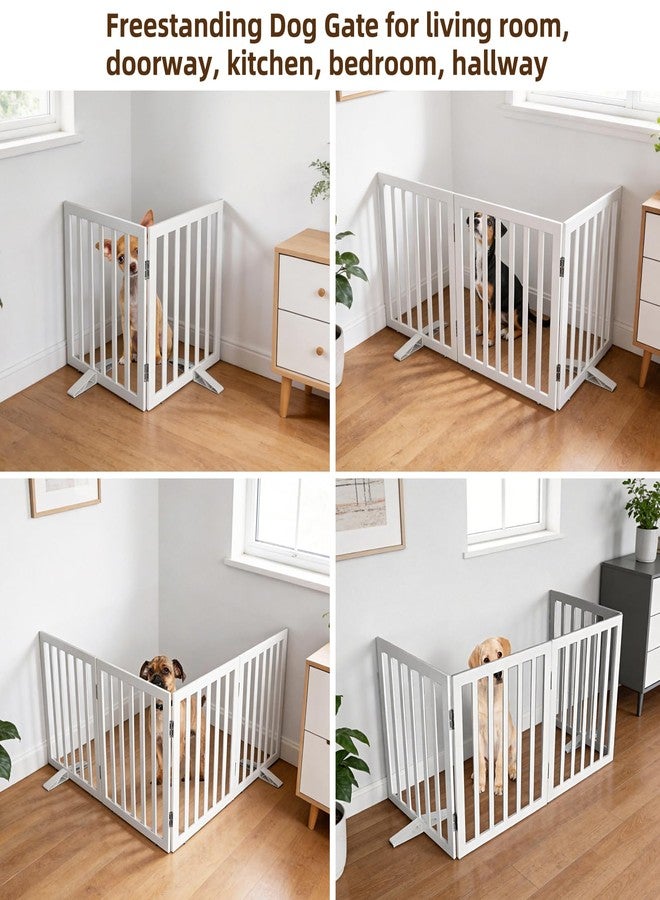 ZJSF Freestanding Indoor Dog Gate for House Foldable Wood White Puppy Gate for Doorways Pet Gate for Stairs Extra Wide Pet Fence 32" Height 2 Panels - Image 4