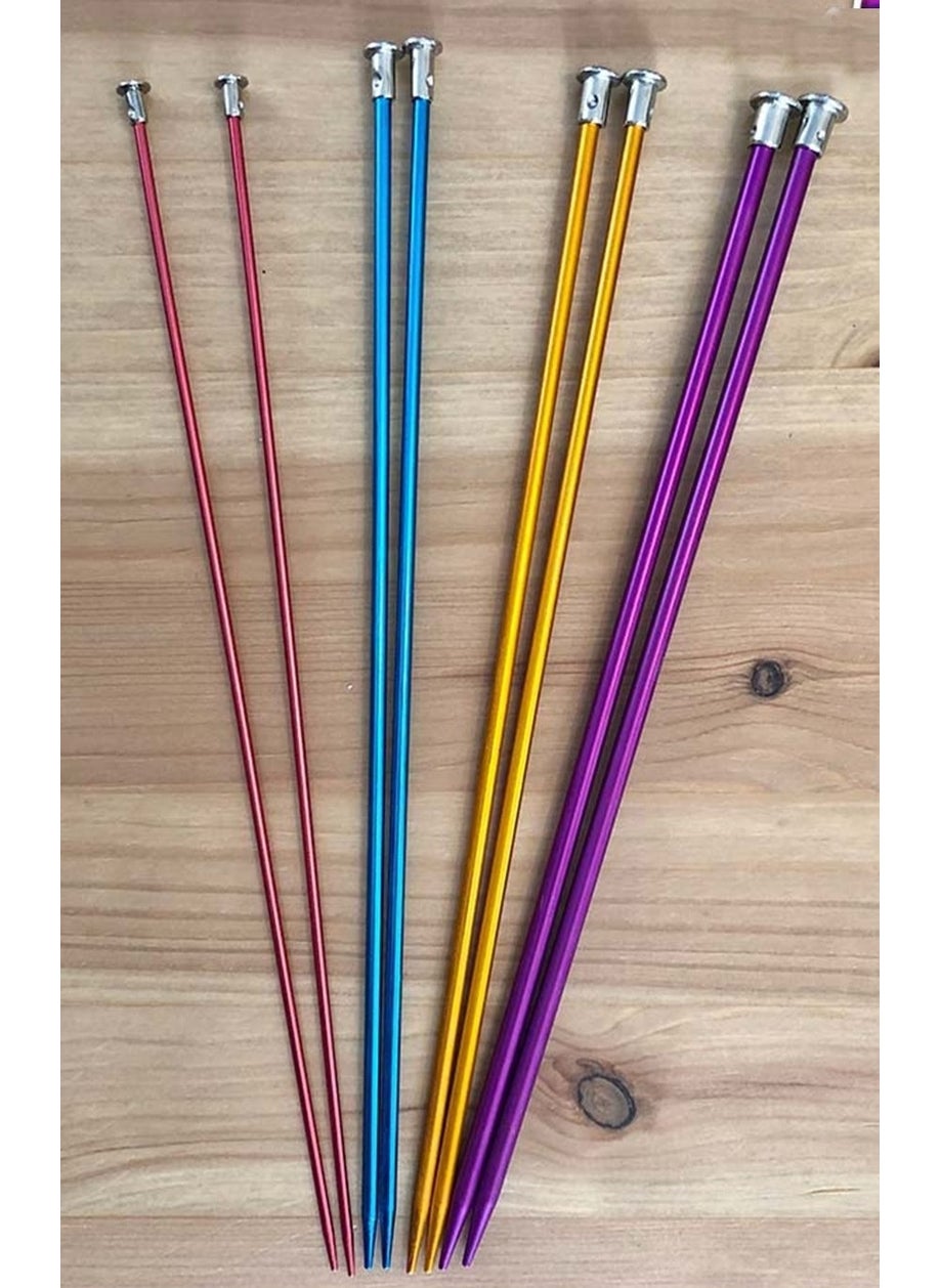 TıkTık AL Short Colored Knitting Needle Set Titanium 25 cm ( 2.5-3-3.5-4 ) No 4 Pieces Children's Needle 