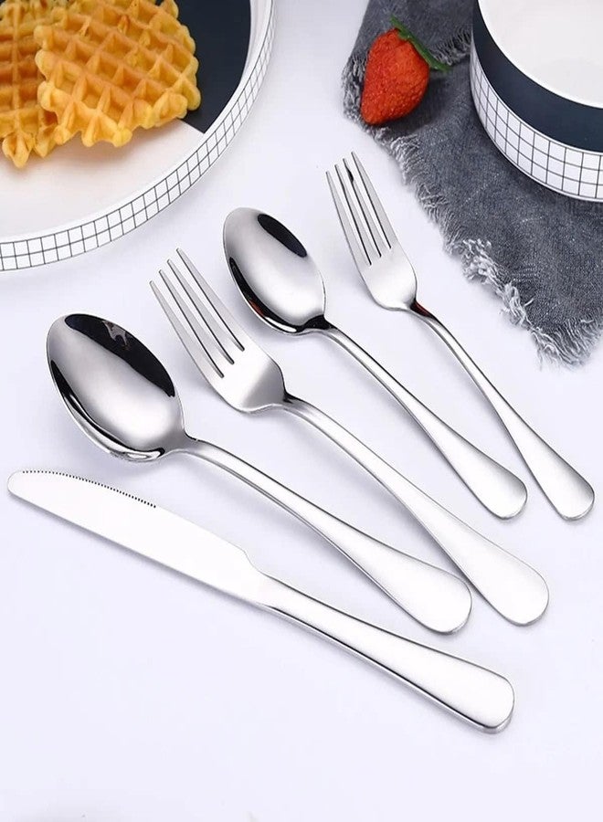 DLEST 20 Pieces Glory Stainless Steel Cutlery Set for Home & Kitchen (Contains: 4 Dinner Spoons, 4 Forks, 4 Tea Spoons, 4 Salad Forks, 4 Knives, 1 Box) Spoon Set for Dining Table Stylish (Silver) - Image 2