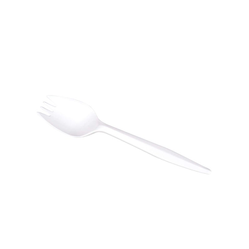 Karat U2210 5.3" PP Medium-Weight Disposable Spork, White (Pack of 1000) - Image 3